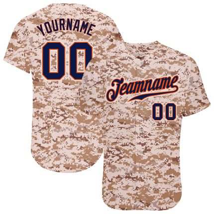 Personalized Navy Orange Camo Salute to Service Baseball Jersey Personalized Camo Navy-Orange Salute To Service Baseball