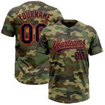 Custom Name and Number Camo Navy-Orange Salute to Service Softball Jersey Unisex Two-Button Personalized Camo Navy-Orange