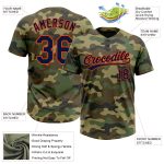 Custom Name and Number Camo Navy-Orange Salute to Service Softball Jersey Unisex Two-Button Personalized Camo Navy-Orange