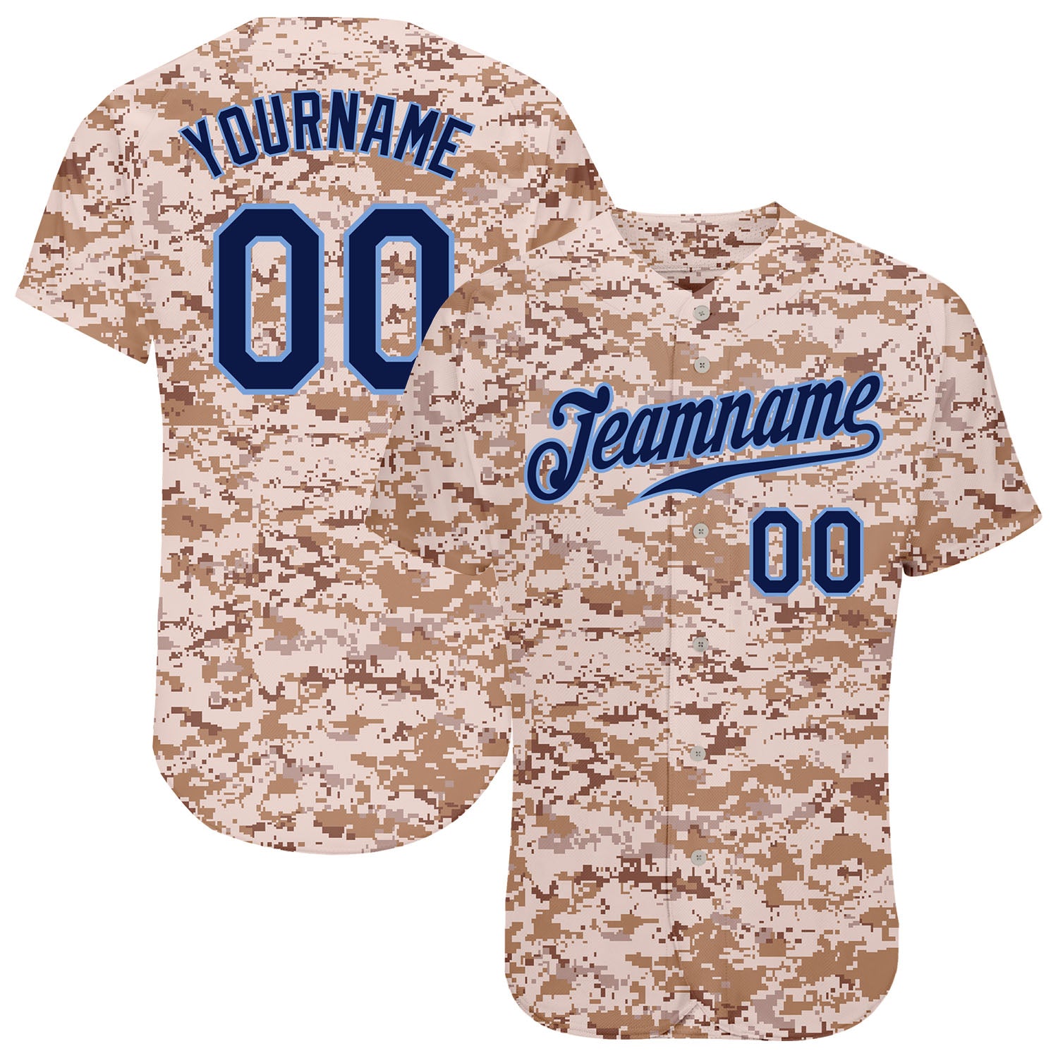 Custom Navy Powder Blue Camo Baseball Jersey - Personalized Salute To Service with Name & Number Personalized Camo Navy-Powder