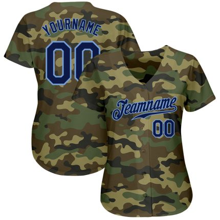 Personalized Camo Baseball Jersey in Navy & Powder Blue | Authentic Salute To Service Personalized Camo Navy-Powder Blue