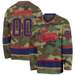 Personalized Salute To Service Camo Hockey Jersey Navy Red Personalized Camo Navy-Red Salute To Service Hockey Jersey