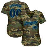 Personalized Navy Teal Camo Baseball Jersey - Authentic Salute To Service Personalized Camo Navy-Teal Authentic Salute To