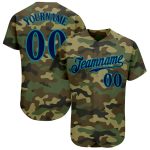 Personalized Navy-Teal Camo Salute To Service Baseball Jersey for Men Personalized Camo Navy-Teal Salute To Service Baseball