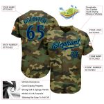 Personalized Navy-Teal Camo Salute To Service Baseball Jersey for Men Personalized Camo Navy-Teal Salute To Service Baseball