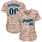 Custom Camo Navy-Teal Salute to Service Jersey for Men - Personalized Baseball Jersey Personalized Camo Navy-Teal Salute