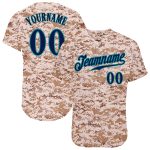 Custom Camo Navy-Teal Salute to Service Jersey for Men - Personalized Baseball Jersey Personalized Camo Navy-Teal Salute