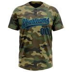 Personalized Camo Unisex Softball Jersey Navy-Teal Salute to Service Two-Button Personalized Camo Navy-Teal Salute To Service