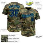 Personalized Camo Unisex Softball Jersey Navy-Teal Salute to Service Two-Button Personalized Camo Navy-Teal Salute To Service
