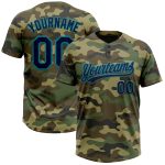 Personalized Camo Unisex Softball Jersey Navy-Teal Salute to Service Two-Button Personalized Camo Navy-Teal Salute To Service