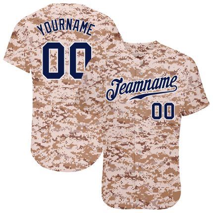 Personalized Salute To Service Baseball Jersey in Camo Navy-White for Men Personalized Camo Navy-White Salute To Service