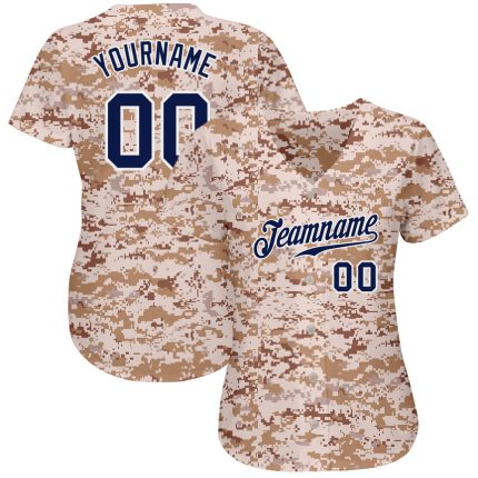 Personalized Salute To Service Baseball Jersey in Camo Navy-White for Men Personalized Camo Navy-White Salute To Service
