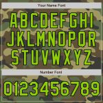 Personalized Neon Green-Black Camo Varsity Jacket Full-Snap Bomber Salute to Service Personalized Camo Neon Green-Black Bomber