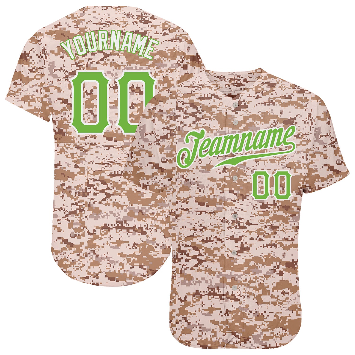 Personalized Camo Jersey for Men, Neon Green-White, Custom Name and Number, Authentic Salute to Service Baseball Jersey Personalized