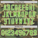 Custom Camo Varsity Jacket Neon Green-White Full-Snap Salute to Service Bomber Personalized Camo Neon Green-White Bomber