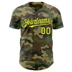 Personalized Neon Yellow Black Camo Salute to Service Baseball Jersey Personalized Camo Neon Yellow-Black Salute To Service