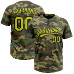 Personalized Neon Yellow Black Camo Softball Jersey Unisex Two-Button Salute To Service Personalized Camo Neon Yellow-Black