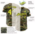 Custom Name Number Camo Neon Yellow Cream-Black Pinstripe Baseball Jersey - Authentic Salute To Service Team Wear Personalized