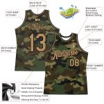 Custom Name Number Personalized Camo Basketball Jersey - Old Gold Black Authentic Salute To Service Personalized Camo Old