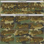 Personalized Camo Bomber Jacket in Old Gold-Black | Full-Snap Varsity Letterman Salute to Service Personalized Camo Old Gold-Black