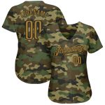 Personalized Camo Baseball Jersey - Old Gold and Black Salute to Service Design Personalized Camo Old Gold-Black Salute To