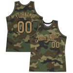 Personalized Camo Basketball Jersey in Old Gold and Black - Salute to Service Design Personalized Camo Old Gold-Black Salute