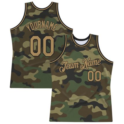Personalized Camo Basketball Jersey in Old Gold and Black - Salute to Service Design Personalized Camo Old Gold-Black Salute