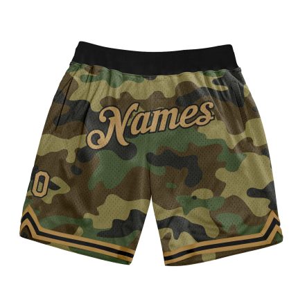 Personalized Camo Basketball Shorts - Old Gold Black Salute to Service Design Personalized Camo Old Gold-Black Salute To