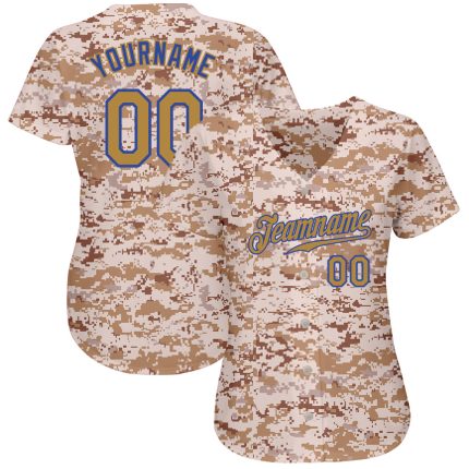 Personalized Camo Baseball Jersey - Old Gold Royal Salute to Service Personalized Camo Old Gold-Royal Salute To Service Baseball