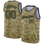 Personalized Camo Olive-Black 3D Basketball Jersey - Salute To Service Theme Personalized Camo Olive-Black 3D Salute To Service