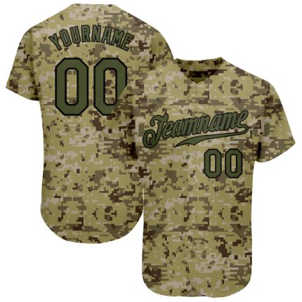 Personalized Camo Jersey for Service Members | Olive-Black Salute to Service Baseball Jersey Personalized Camo Olive-Black