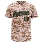 Personalized Salute to Service Camo Olive-Black Softball Jersey Unisex 2-Button Personalized Camo Olive-Black Salute To Service