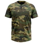 Custom Name and Number Camo Olive-Black Salute To Service Softball Jersey Unisex Two-Button Personalized Camo Olive-Black