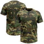 Custom Name and Number Camo Olive-Black Salute To Service Softball Jersey Unisex Two-Button Personalized Camo Olive-Black