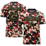 Camo Olive-Black Soccer Jersey, Personalized Salute To Service Uniform Personalized Camo Olive-Black Sublimation Salute To
