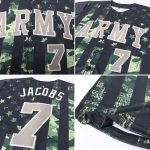 Custom American Flag Baseball Jersey with Personalized Name and Number, Olive-Cream Camo Design, Authentic Salute to Service