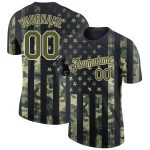 Personalized Camo Olive-Cream 3D American Flag T-Shirt for Performance Salute to Service Personalized Camo Olive-Cream 3D
