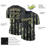 Custom Name and Number Camo 3D American Flag Performance T-Shirt - Olive-Cream Salute to Service Fashion Tee Personalized