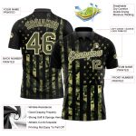 Camo Olive-Cream 3D American Flag Polo Shirt for Performance Golf, Personalized Salute to Service Personalized Camo Olive-Cream