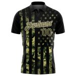 Camo Olive-Cream 3D American Flag Polo Shirt for Performance Golf, Personalized Salute to Service Personalized Camo Olive-Cream