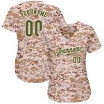 Custom Name and Number Personalized Camo Olive-Cream Baseball Jersey - Authentic Salute to Service Jersey Personalized Camo