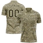 Custom Name Number Golf Polo Shirt, Personalized Camo Olive-Cream Performance Salute to Service Personalized Camo Olive-Cream