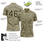 Personalized Camo Olive-Cream Golf Polo Shirt - Performance Salute To Service Personalized Camo Olive-Cream Performance Salute