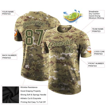 Personalized Salute To Service T-Shirt in Camo Olive-Cream - Performance Wear for Men Personalized Camo Olive-Cream Performance