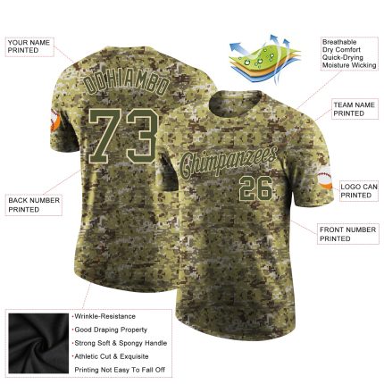 Personalized Camo T-Shirt for Men | Olive-Cream Salute to Service Performance Tee Personalized Camo Olive-Cream Performance
