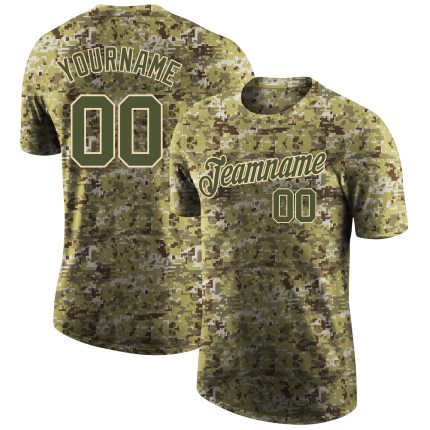Personalized Camo T-Shirt for Men | Olive-Cream Salute to Service Performance Tee Personalized Camo Olive-Cream Performance