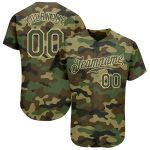 Personalized Camo Olive-Cream Baseball Jersey - Salute to Service Edition Personalized Camo Olive-Cream Salute To Service