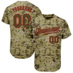 Personalized Camo Baseball Jersey - Olive-Red Salute To Service Design Personalized Camo Olive-Red Salute To Service Baseball