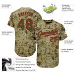 Personalized Camo Baseball Jersey - Olive-Red Salute To Service Design Personalized Camo Olive-Red Salute To Service Baseball