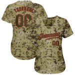 Personalized Camo Baseball Jersey - Olive-Red Salute To Service Design Personalized Camo Olive-Red Salute To Service Baseball